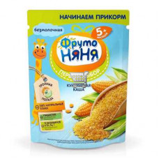 ФрутоНяня 180 г Каша кукурузная безмолочная быстрорастворимая, обогащенная пребиотиком, вита-ми и мин-ми веществами для питания детей раннего возраста
